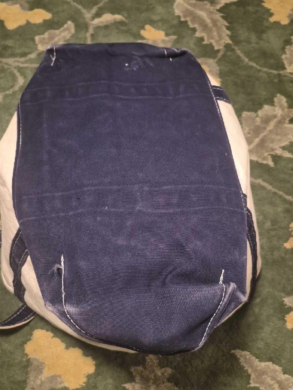 L.L. Bean Canvas Duffel Bag in Beige and Navy